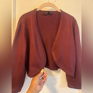 Ann Taylor Burgundy Open-Front Shrug
